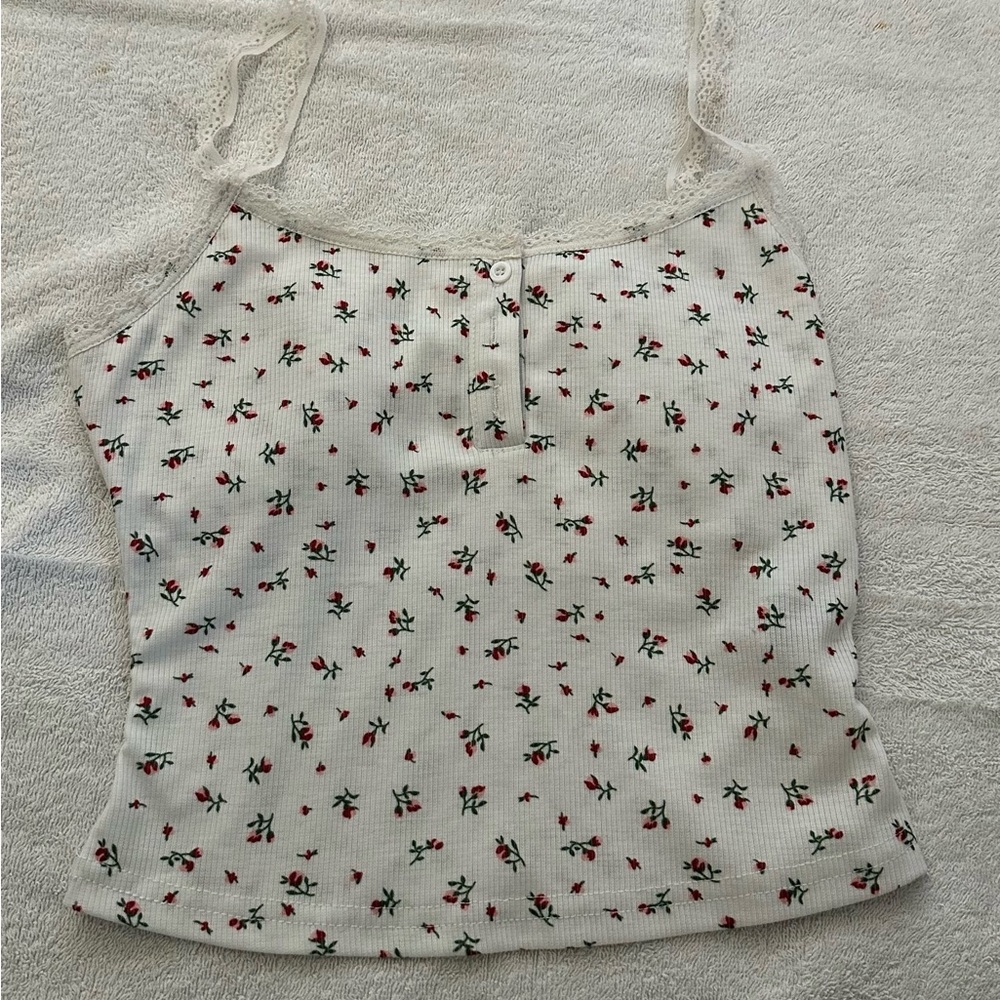 Floral White Lace Strap Top